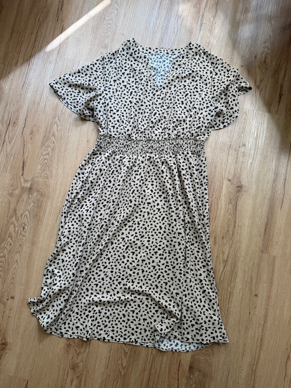 BloomChic Cream Dress with Black Spot Animal Print